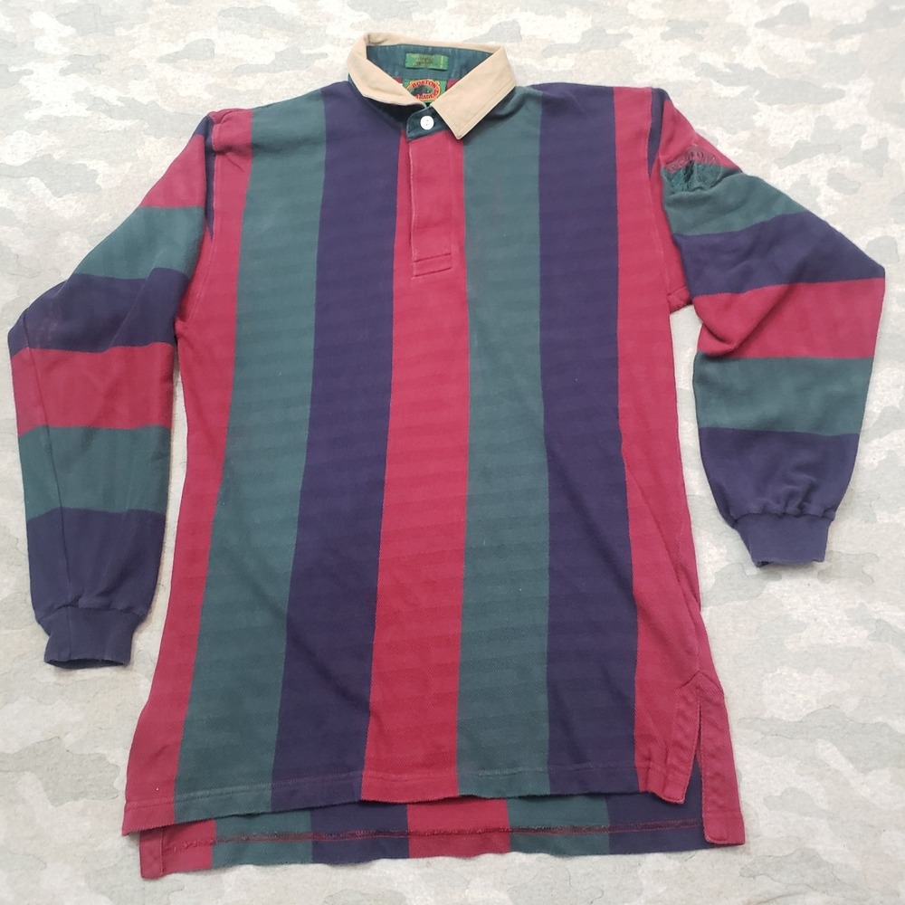 Boston Traders Rugby Polo Shirt Mens Large Multicolor Long Sleeve